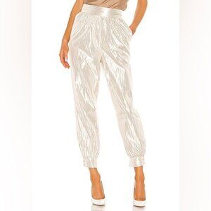 Lovers + Friends Champagne Metallic Alani Trousers Sz M